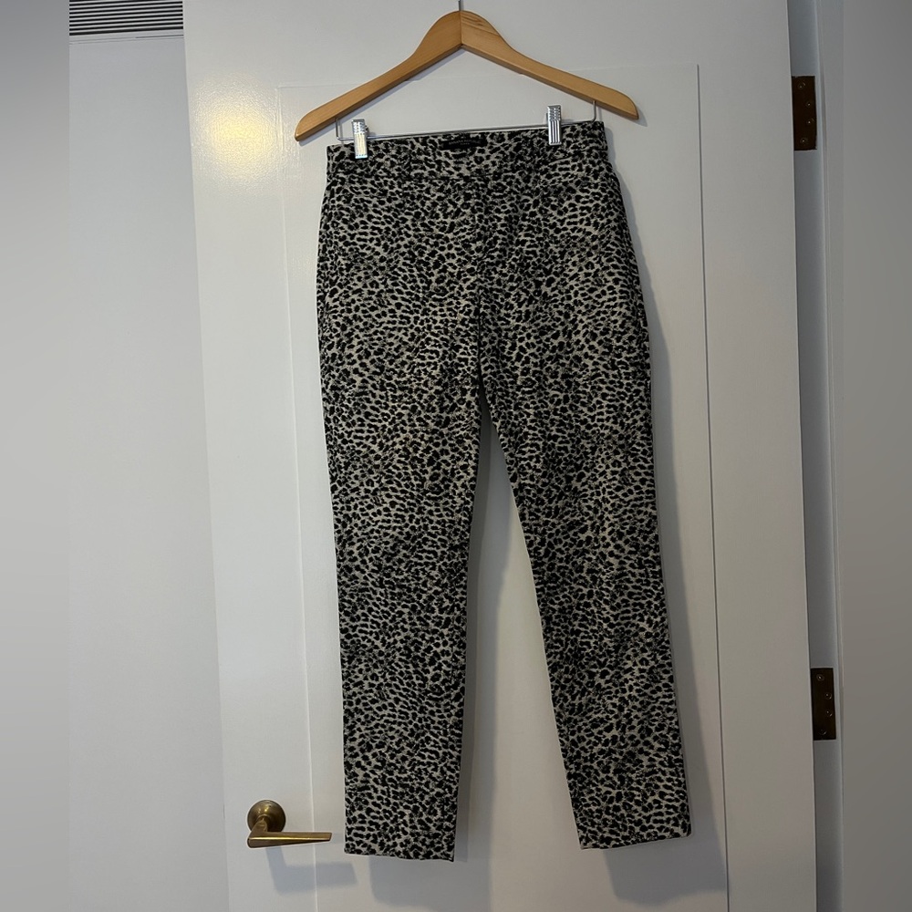 Banana Republic Black and Cream Leopard Print Chinos